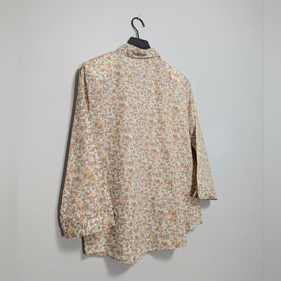 Alfred Dunner pink yellow floral 3/4 sleeve size 12 button up blouse - Picture 2 of 5